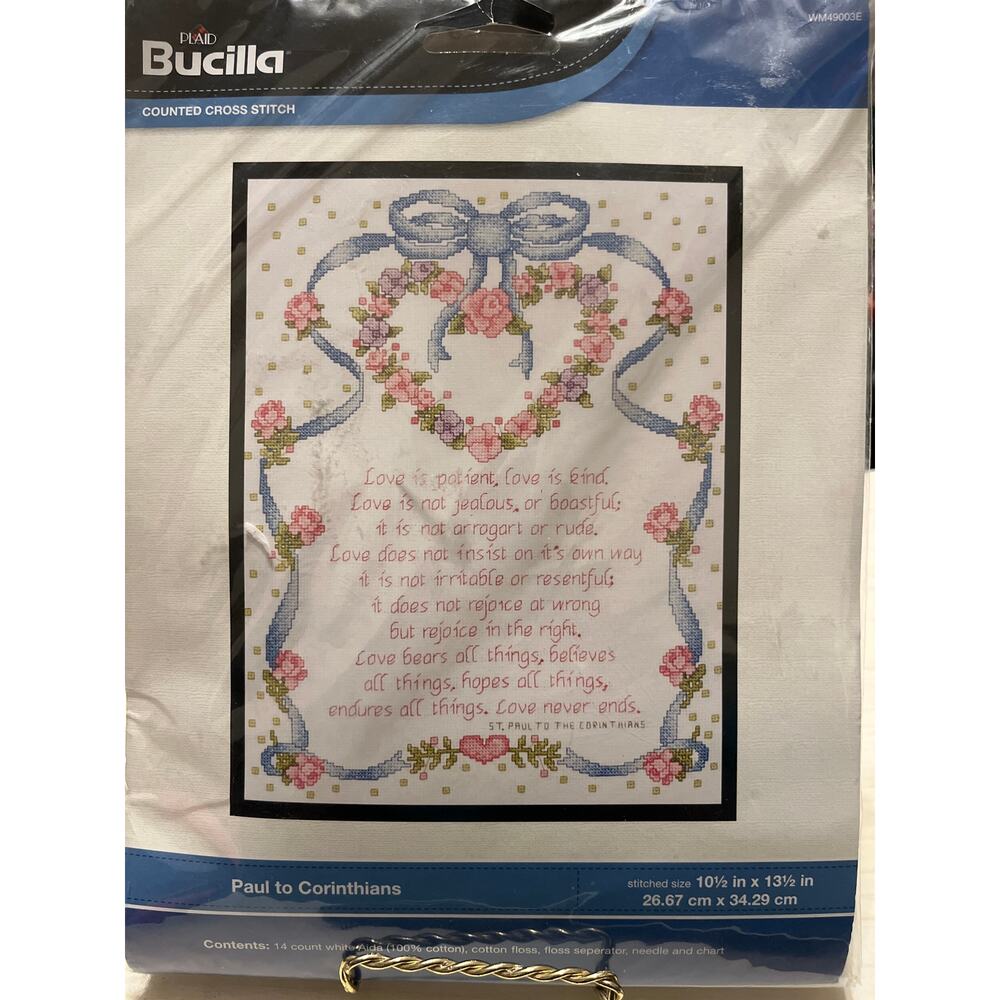 Bucilla Paul to Corinthians  Counted Cross Stitch # WM49003E Flower Heart Love
